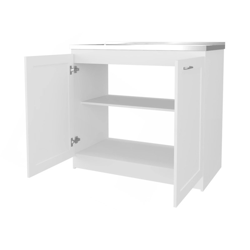 Base de meuble-lavabo blanc à 2 portes avec tablette intérieure