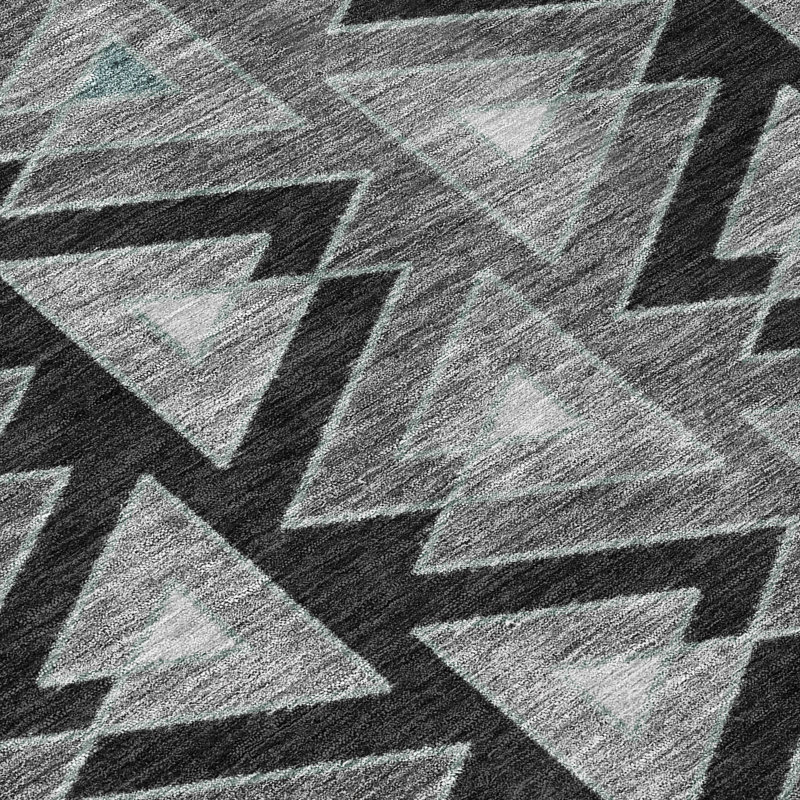 Machine Washable Indoor/Outdoor Chantille ACN2560 Geometric Rug, Black, 1'8" x 2'6"
