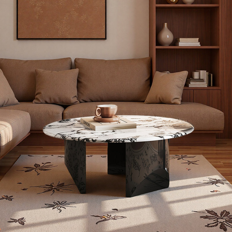 Table basse italienne en marbre, H 15,4 po x L 31,5 po x l 31,5 po