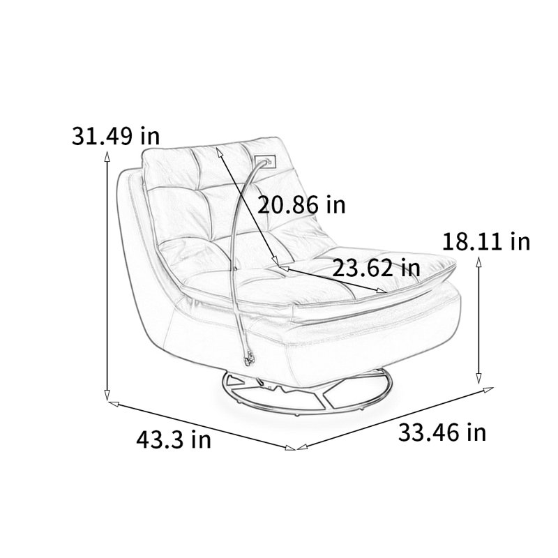 Luxueux fauteuil rotatif en cuir écologique, Yellowish Brown