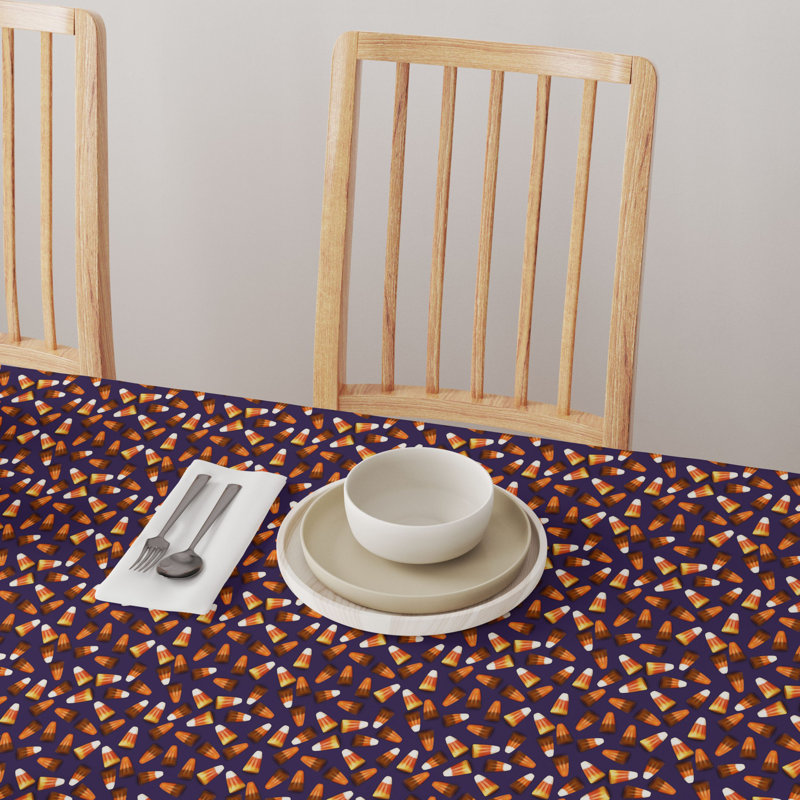 Geometric Round Halloween Tablecloth, 108" L x 108" W, 3D Candy Corn
