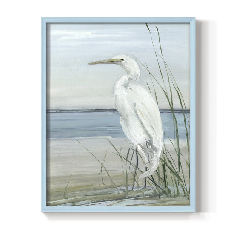 Summertime Heron II, reproduction encadrée - bois massif, H 30 po x l 24 po, Bleu