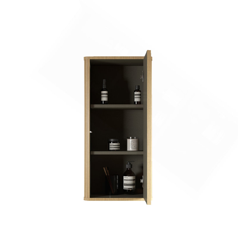 Armoire d'appoint flottante en chêne naturel, armoire de rangement murale pour petits espaces, pré-assemblée