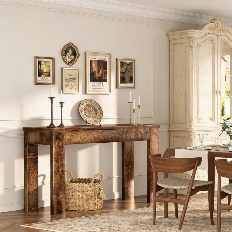 Console de style campagnard, table de canapé étroite derrière le canapé, table d'entrée en bois rustique pour le couloir, le salon et les petits espaces, fabrication en bois massif durable