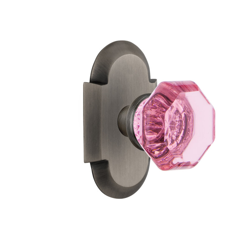 Cottage Plate with Waldorf Pink Door Knob, Antique Pewter
