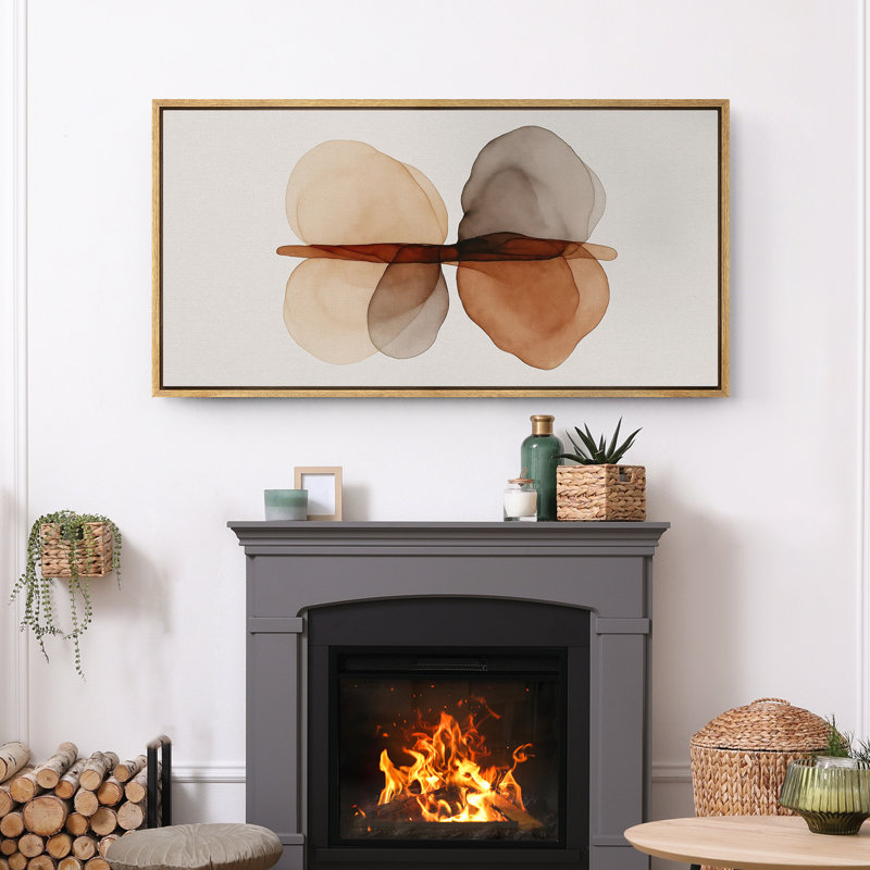 Large Framed Canvas Print Wall Art - Neutral Abstract Print for Minimalist Modern Wall Decor, Natural, 30" H x 60" W