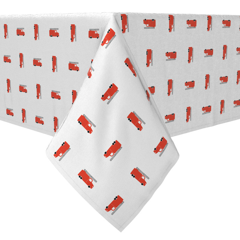 Fabric Textile Products, Inc. Rectangular Tablecloth, 100% Cotton, 60X84", Fire Engine Pattern