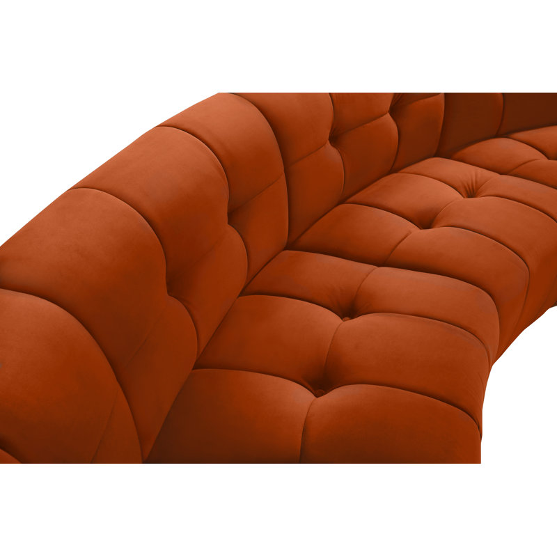Jedson Velvet Sectional Symmetrical, Cognac Velvet