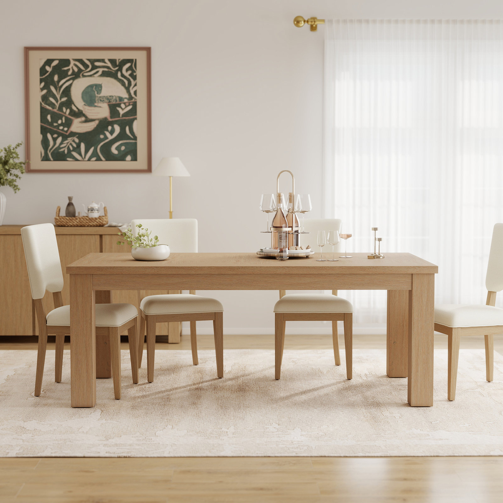 Dutton 78" Oak Dining Table, Natural Oak