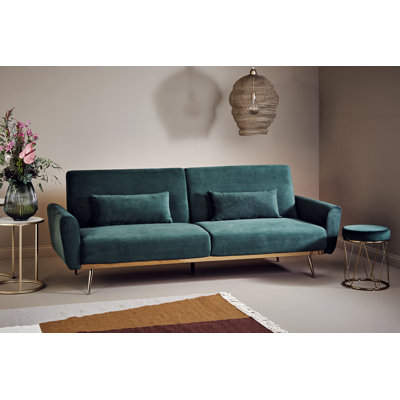 Chillax Gold 83.86" Velvet Square Arm Sleeper Sofa