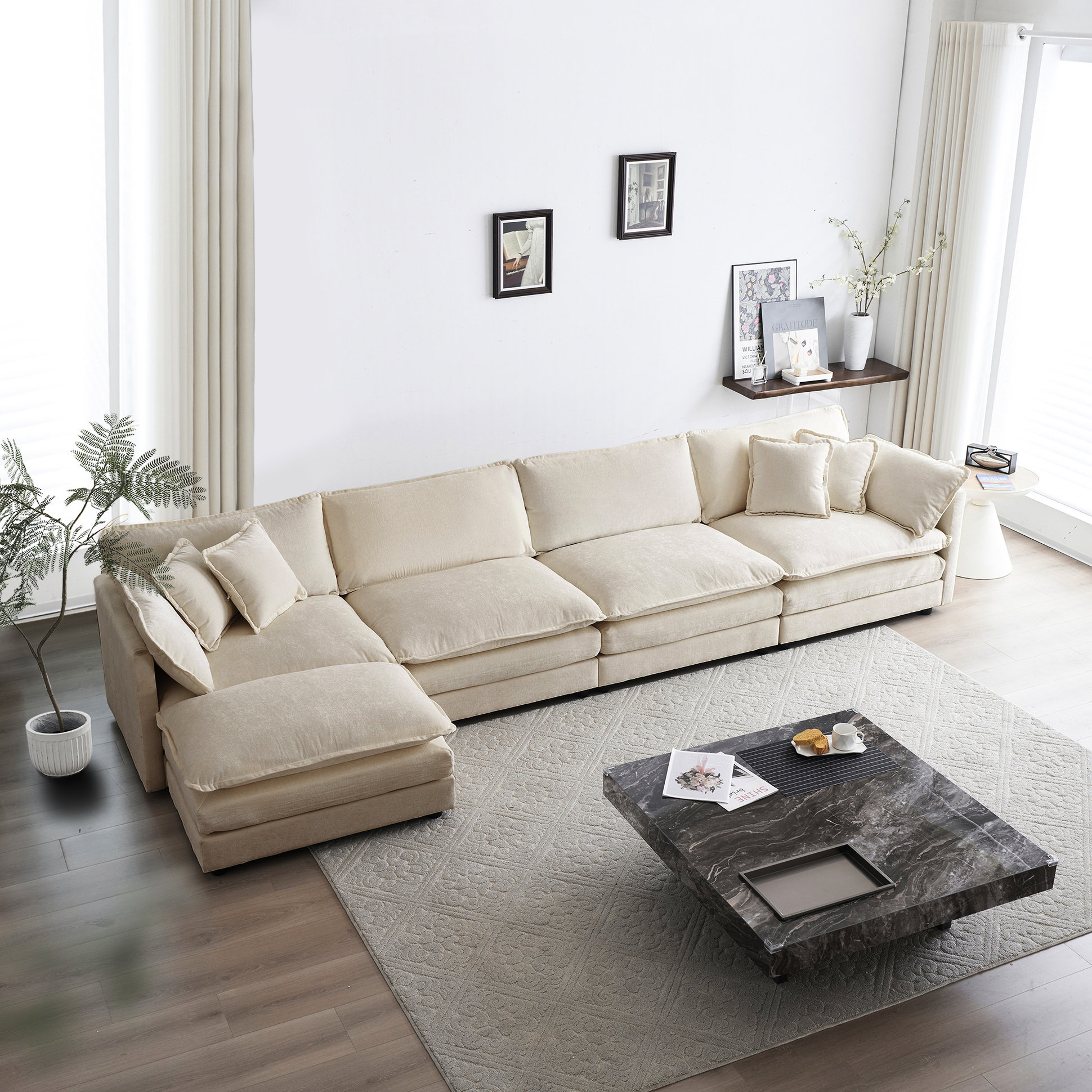 Hokku Designs Living Room U Shaped Sectional: 5 Seater Convertible With ...