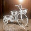 Outdoor Plant Stand, Tricycle Shape, Scrollwork, 30 Inch White Metal