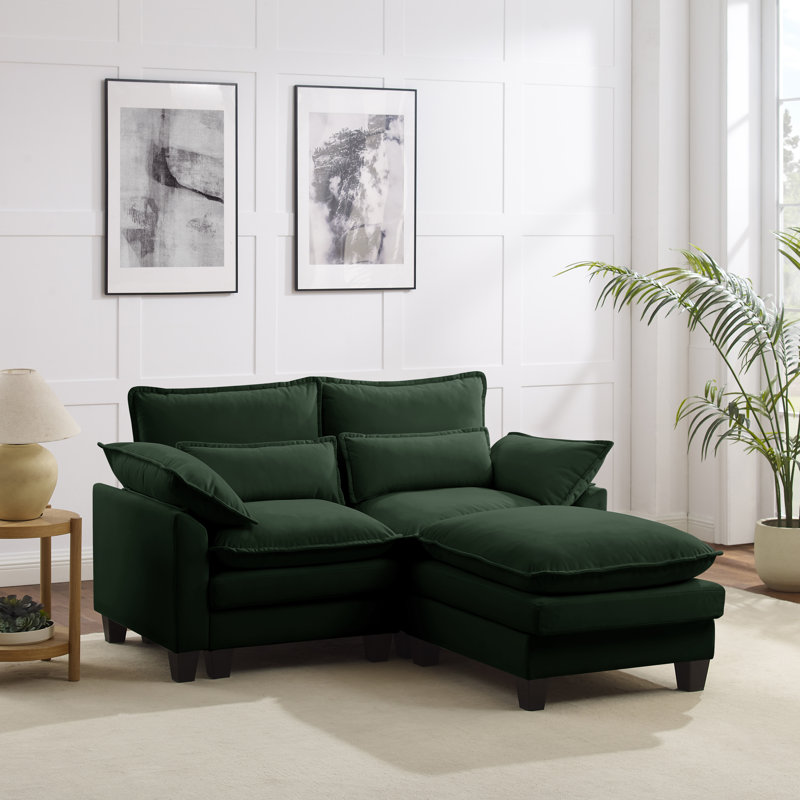Modular Sectional Sofa, Comfy Cloud Couch Sectional Sofa With Ottoman, Velvet Sofa Sleeper Deep Seat Sofa With Throw Pillows For Living Room