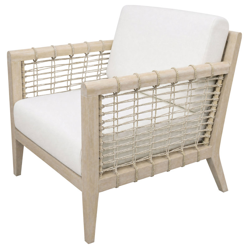 Fauteuil d'appoint Cantu en jonc de mer blanc et naturel vieilli