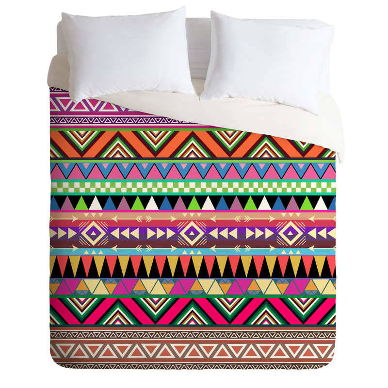 Bianca Green Traditional Polyester Duvet Cover, Lightweight Ikat, King Duvet Cover + 2 King Shams