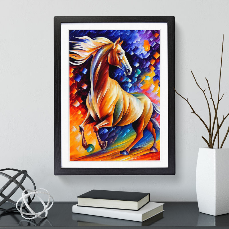 Horse Portrait No.1 - Single Picture Frame Painting, 64cm H x 46cm W x 2cm D, Black
