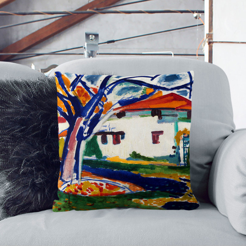 Blue Trees Square Throw Cushion, 55cm H x 55cm W x 20cm D