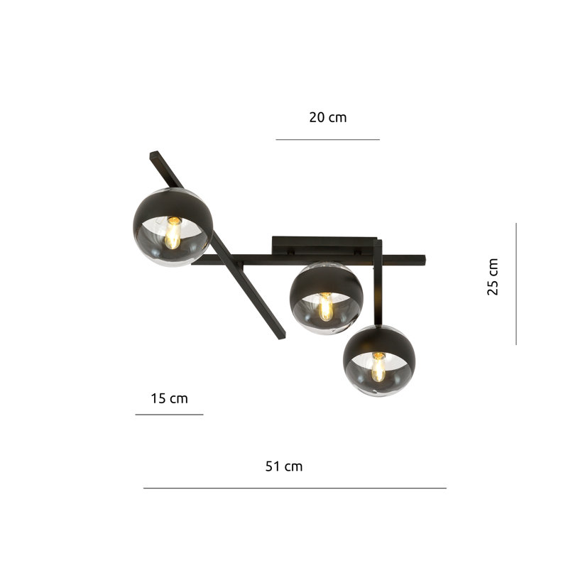 Aristedes 4-Light 18cm Spotlight, Transparent/Black, 21cm H x 50cm W x 10cm D