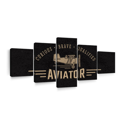 " Vintage Golden Aviation Multi Piece Canvas Print " by HustleBroIllustrations 5 - Pieces