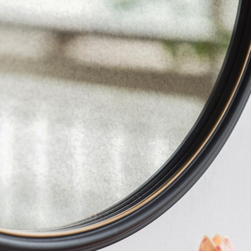 Miroir d'appoint, 19,5 po x 19,5 po, Noir / argenté