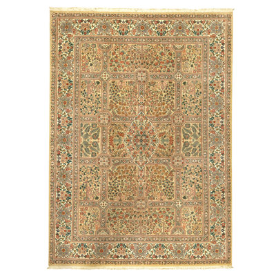 Tapis beige et ivoire noué à la main de haute qualité
