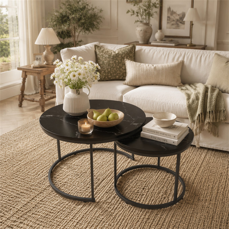 Ensemble de 2 tables basses gigognes, Noir