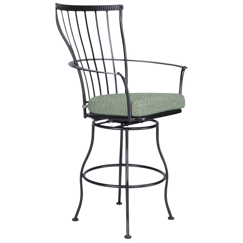 Monterra Outdoor Swivel Bar Stool, Graphite, Alcazar Redwood, 27.25''