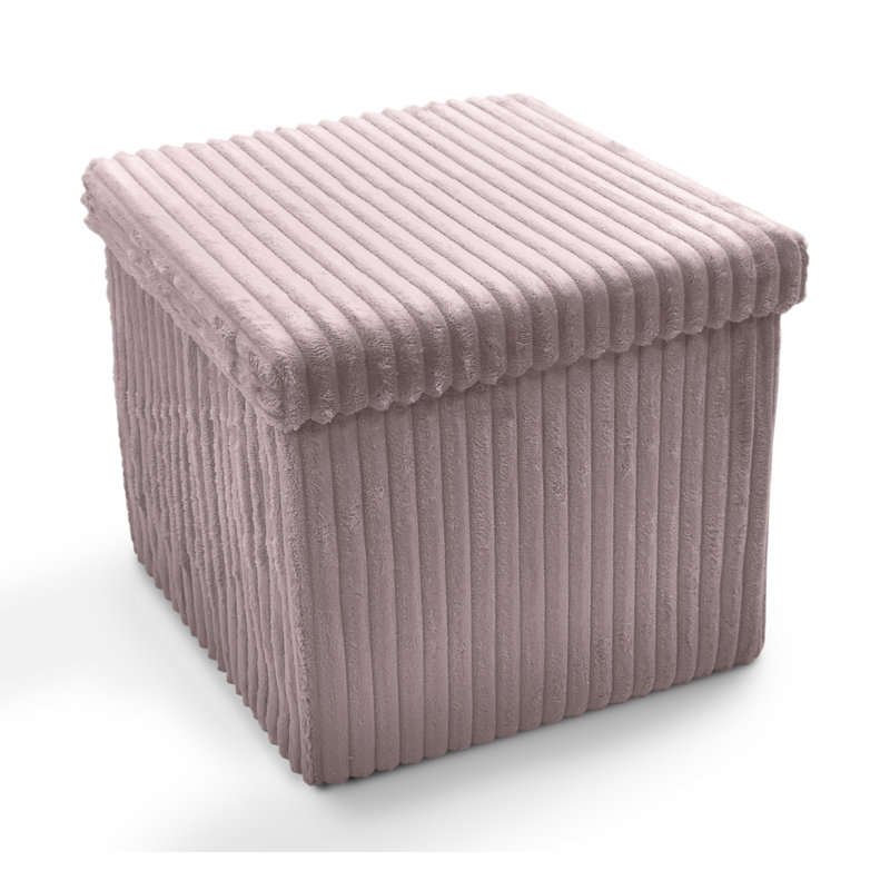 38 CORDUROY STORAGE BOX, 38cm H x 40cm W x 6cm D, Pink