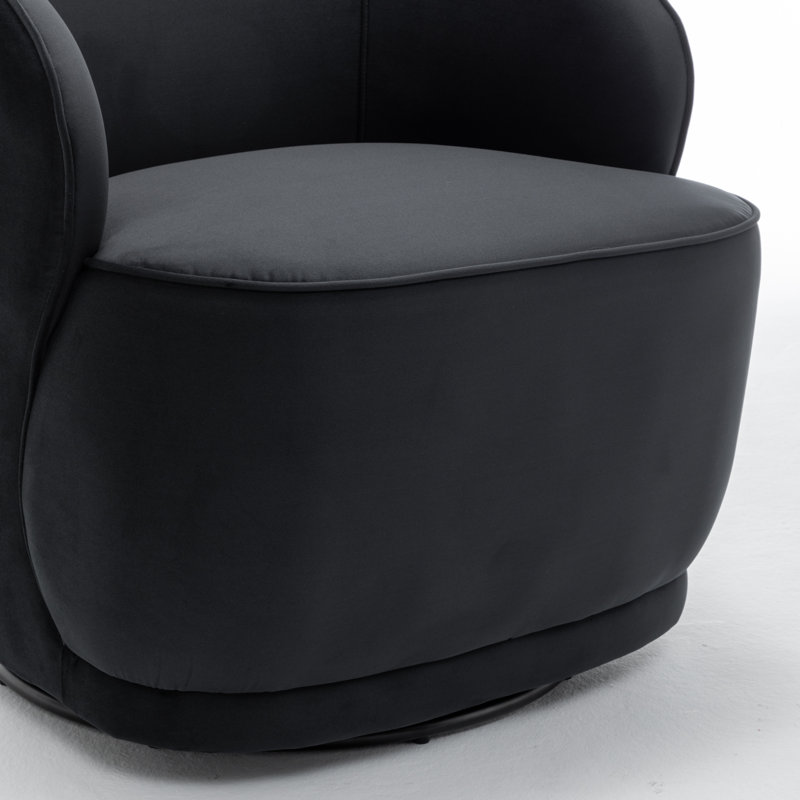 Fauteuil demi-tonneau pivotant en velours Stith, Black