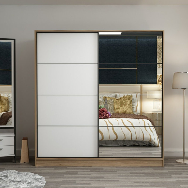 Armoire-penderie 2 portes avec 2 tiroirs, Blanc