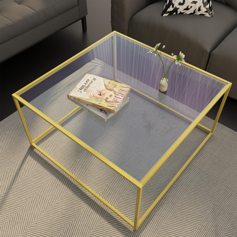 Table basse en verre, Doré