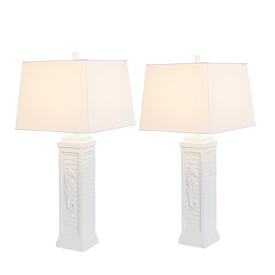 Sea Horse Shutter - 32" Shutter Lamp with USB - Set of 2 - White Finish