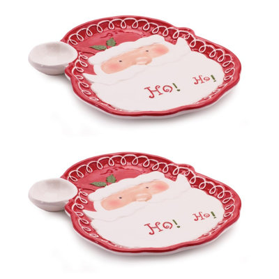 Ensemble de 2 assiettes en céramique «Ho Ho Ho» Santa