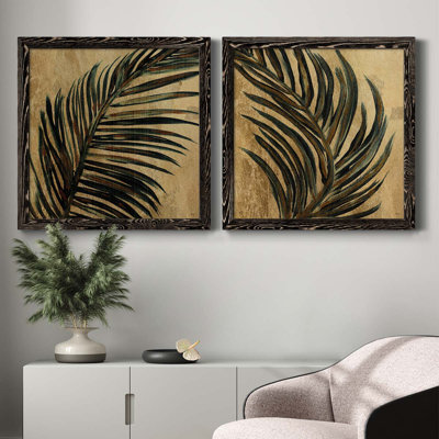 Lush Palm I - ensemble de 2 peintures sur toile encadrées