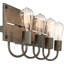 Luminaire à 4 lumières d'intensité variable bronze et bois patiné pour meuble de salle de bain Harworth