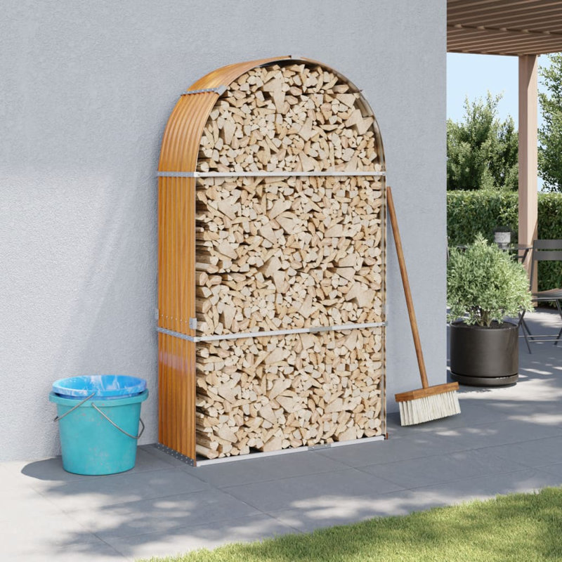Log Holder 47.2"X17.7"X82.7" Galvanized Steel, Light Brown