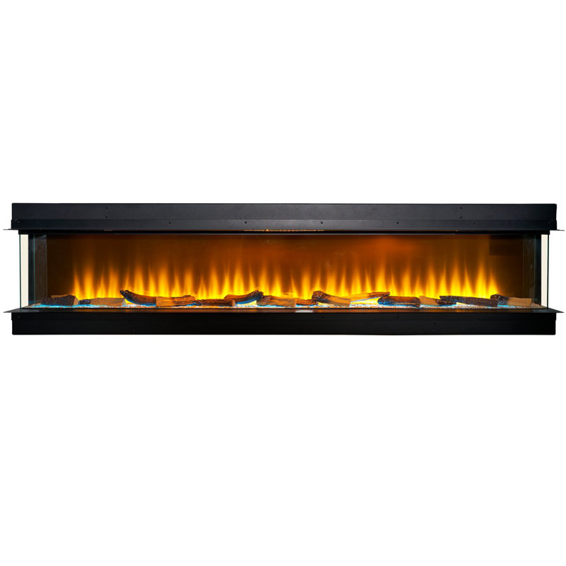 Recessed Wall Mounted Electric Fire, 49cm H x 205.4cm W x 23.5cm D