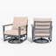 Ensemble de conversation avec chaise berçante pivotante en aluminium 3 pièces avec coussins et table d'appoint-501328065