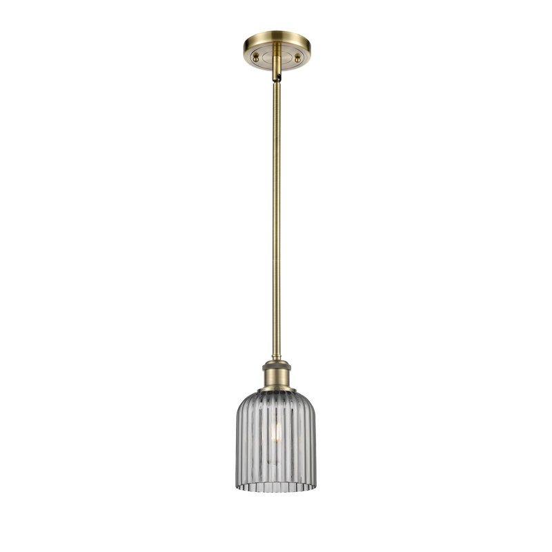 Luminaire suspendu 5 lumières Ballston Addeline, Laiton antique, Gris fumée clair