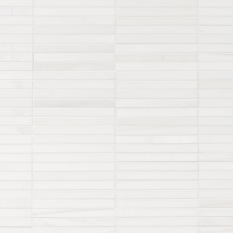 Carreau de mosaïque linéaire empilé en marbre Bianco Dolomite Premium de 12 po x 12 po (1 pied carré / feuille)