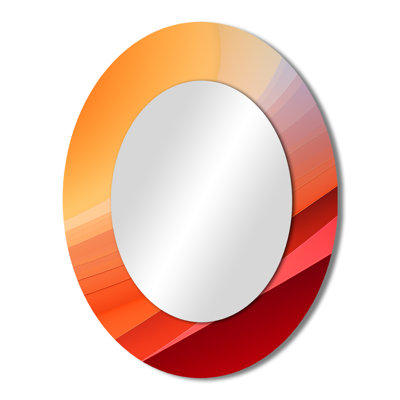 Orange Spectral Slice - Large Oval Wall Mirror On Metal