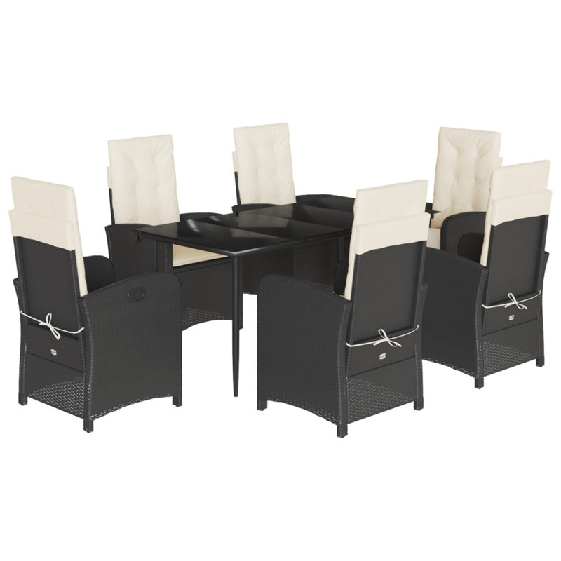 Ensemble de salle à manger de jardin d'extérieur noir et blanc crème de style moderne