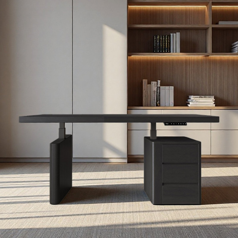 Subedi Computer Desk, Black, 52.76" H x 55.12" W x 25.59" D
