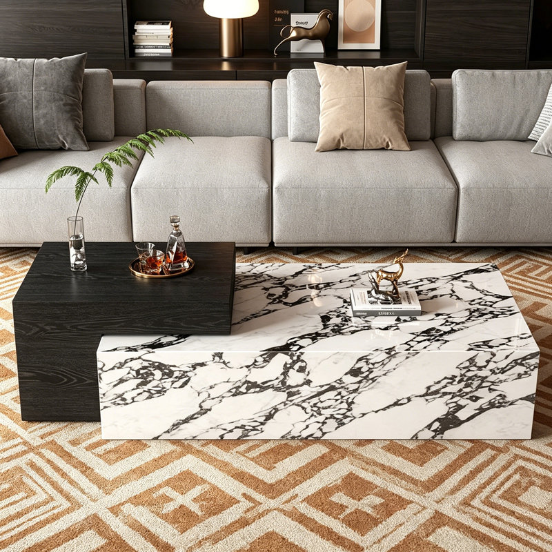 Alcaraz, 11.02" H x 47.24" L x 25.59" W, Blanc/Noir