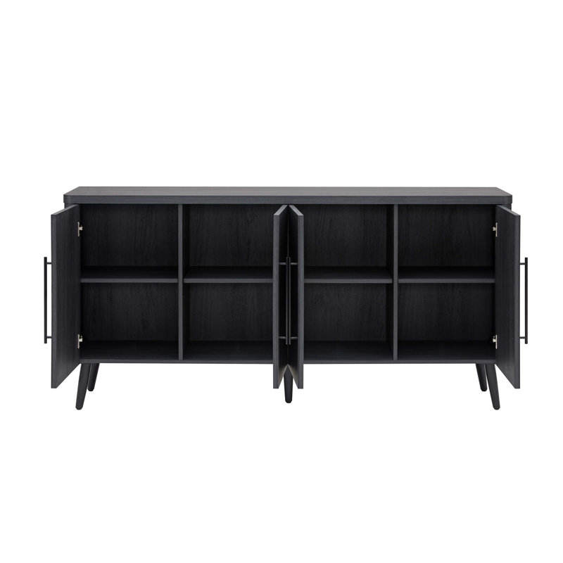 Jodie 65" Fluted Sideboard In Charcoal Gray, Charcoal Gray