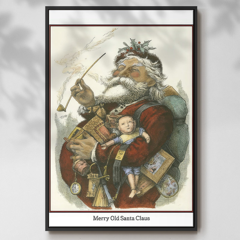 " Merry Santa ", Black Floater Framed, 25" H x 17" W x 1.5" D