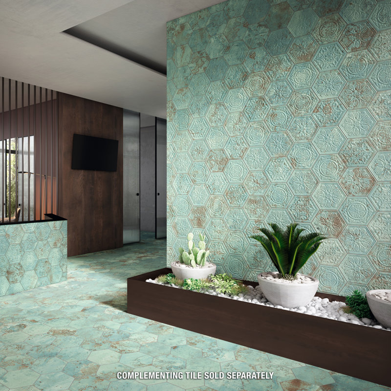 Zinc Hex 10" x 11" Porcelain Wall and Floor Tile