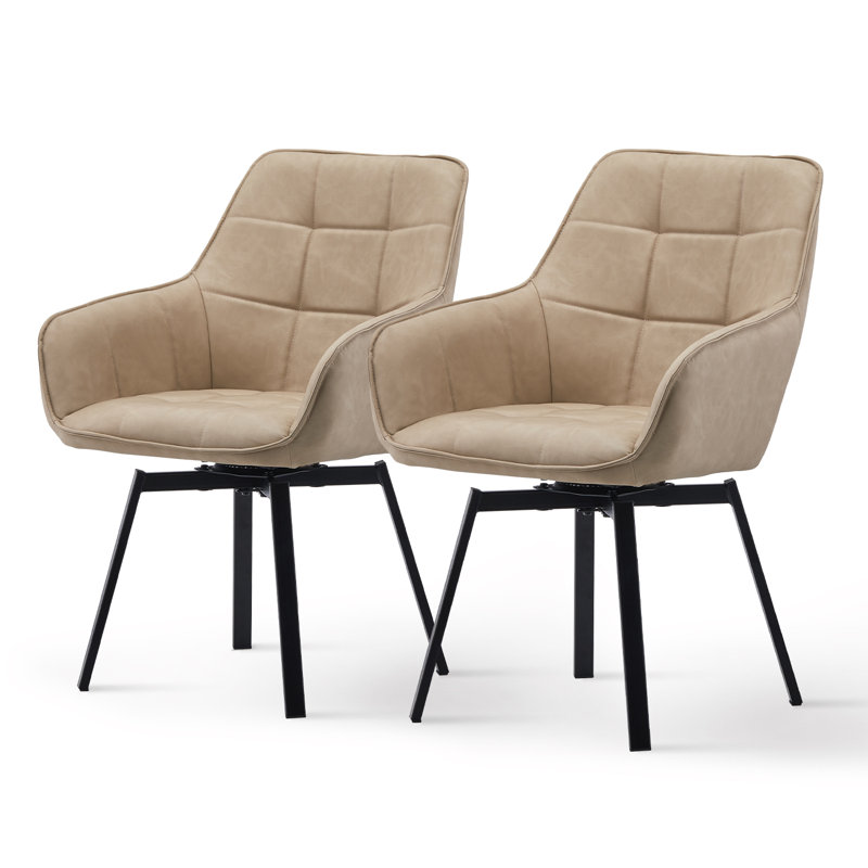 Byun 48cm H Upholstered Metal Armchair, Beige