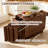 Solid Wood Folding Dining Table Set For 4-6, 51.18" Extendable Space Saving Drop Leaf Kitchen Table With Storage, Fully Assembly Required (Walnut, Only the table, without the chairs)-1341576328-1341576334