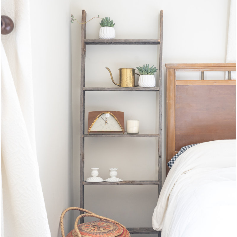 5 Step Rustic Weathered Grey Wood Ladder Shelf 5 Step Rustic Weathered Grey Wood Ladder Shelf